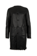 Straight-Cut Reversible Coat In Leather And Shearling Black front view