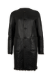 Manteau coupe droite réversible en cuir et shearling Noir vue de face