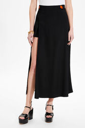Women Viscose Flowing Skirt Black details view 1