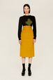 Women Velvet Long Skirt Mustard details view 3