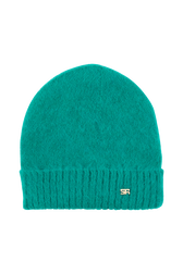 Women Mohair Beanie Emerald front view