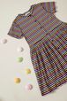 Robe à boutons fille rayée multicolore Multico raye vue de face