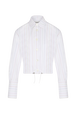Bomber canvas de coton rayé multicolore femme Blanc vue de face