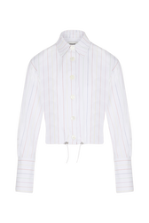 Bomber canvas de coton rayé multicolore femme Blanc vue de face