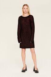 Robe courte lurex femme Raye noir/bronze vue portée de face