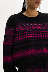 Long-Sleeved Crew-Neck Jumper Fuchsia details view 2