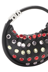 Mini Domino bag in leather and rhinestones Black details view 1