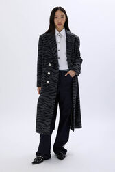 Long coat in wool blend Tiger grey front worn view