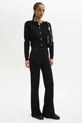 High-Waisted Flared Trousers Black details view 1