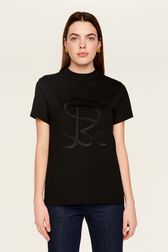 T-shirt jersey de coton femme Noir vue portée de face