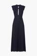 Robe longue de cocktail en maille Bleu nuit vue de face