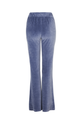 Flared velvet trousers Blue grey back view