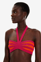 Bandeau rayures ajourées femme Raye fuchsia/corail vue de détail 2