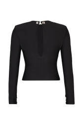 Long-sleeved jersey top Black back view