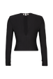 Long-sleeved jersey top Black back view