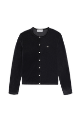 Women Velvet Cardigan Black front view