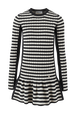 Robe danseuse courte laine et cachemire rayée femme Raye noir/ecru vue de face