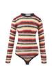 Women Striped Fluffy Bodysuit Multico crea front view