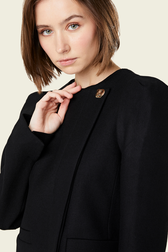 Women Short Wool Blend Jacket Black details view 3
