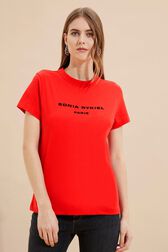 T-shirt logo Sonia Rykiel femme Rouge vue portée de face