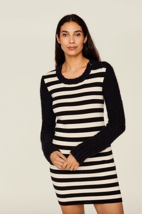 Women Jane Birkin Striped Midi Dress Black/white details view 1
