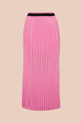 Jupe longue maille côtelée femme Rose vue de dos