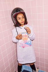 Robe à capuche fille molleton Gris vue portée de face