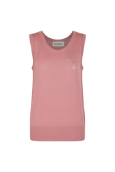 Sleeveless tank top in merino and silk Pink front view
