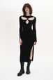 Long-Sleeved Dress with Rhinestone Fastenings Black front worn view