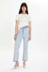 Short-sleeved crew-neck T-shirt in cotton jersey Ecru front worn view
