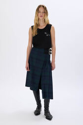 Sleeveless tank top in merino and silk Black front worn view