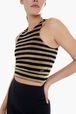 Women Striped Velvet Bra Black details view 2
