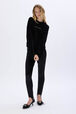 Velvet sweatshirt Black front worn view