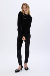 Sweatshirt en velours Noir vue portée de face