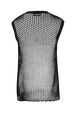 Women Striped Openwork Lace Tank Top Black back view
