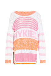 Long-sleeved round-neck patchwork jumper Multico front view