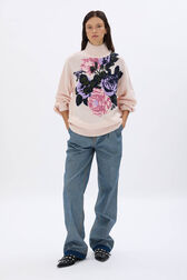 Oversized high neck sweater Pink front worn view