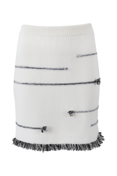Women Charms Intarsia Wool Mini Skirt Ecru front view