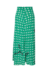Star-print viscose midi skirt Stars green back view