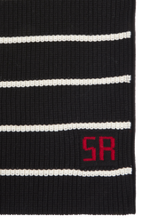 Two-Colour Wool Knit Long Scarf Black/white back view
