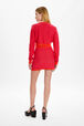 Women Striped Mini Skirt Striped fuchsia/coral back worn view