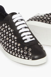 Leather Studded Sneakers Black details view 2