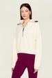 Women Zip Trucker Wool Cashmere Sweater Ecru details view 2