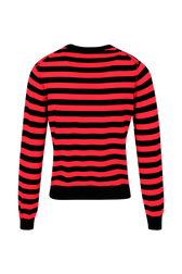 Sweater Big Poor Boy rayé femme Raye noir/rouge vue de dos