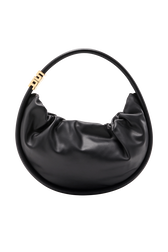 Domino medium leather bag Black front view