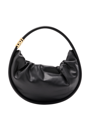 Domino medium leather bag Black front view