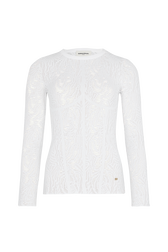 Round-neck knitted top White front view