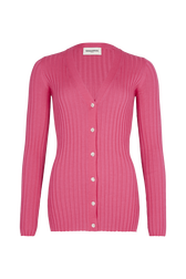 Ribbed cardigan Pink front view