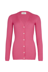 Ribbed cardigan Pink front view