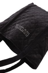 Quilted velvet tote bag Black details view 2